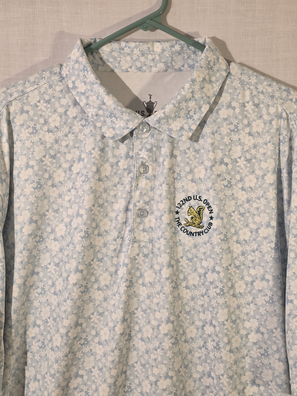 US Open Polo, "122nd US Open, The Country Club" Blue White Floral, Sz 2XL